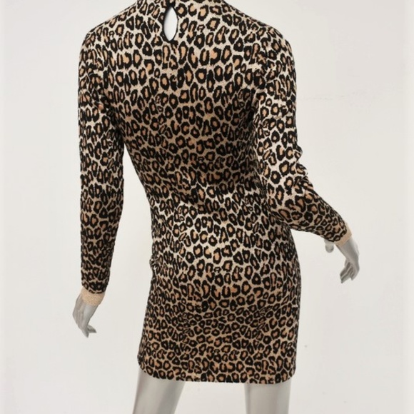 Miu Miu Leopard Print Sweater Dress Gold Lurex - Picture 5 of 8